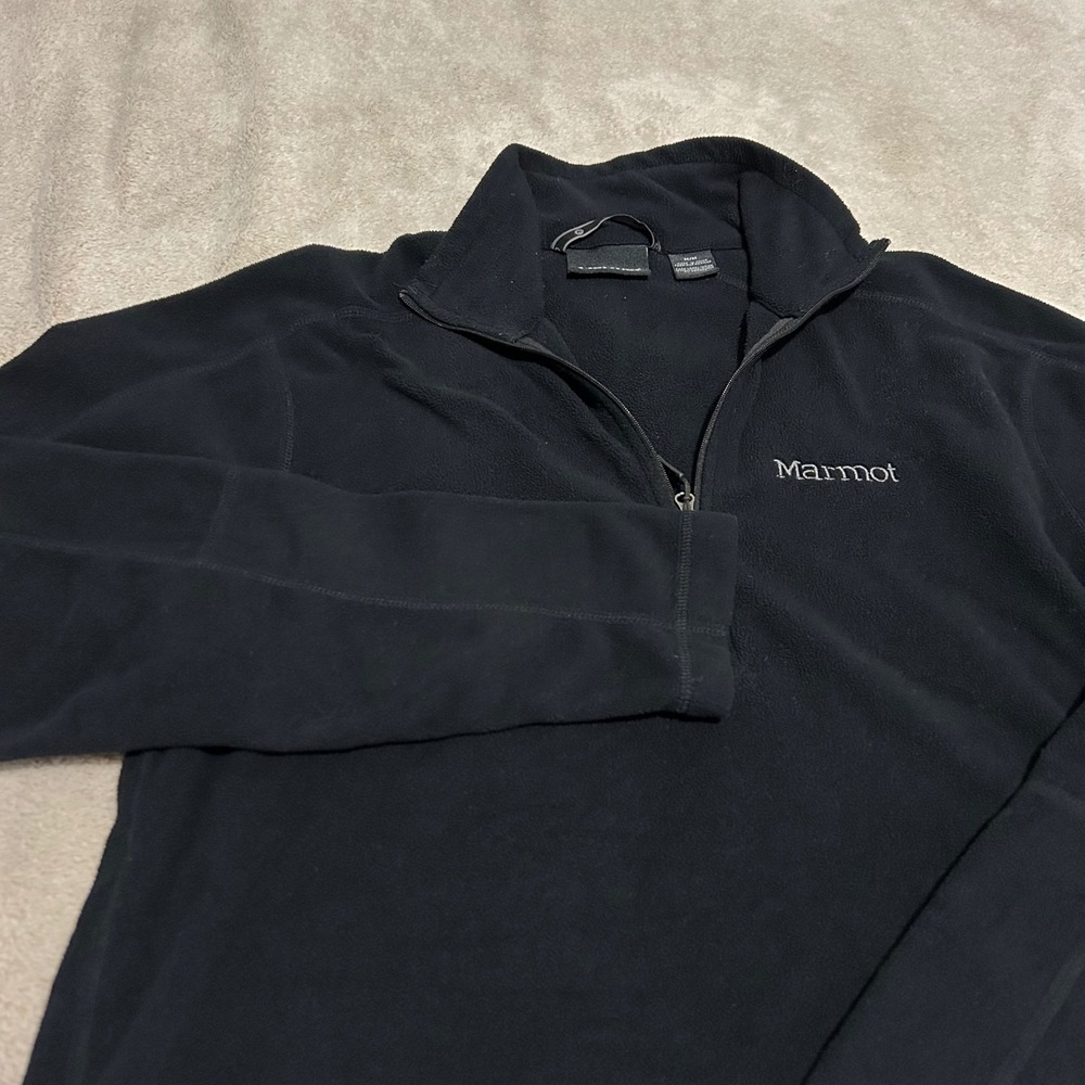 Marmot Fleece Pullover Mens Medium Black Quarter Zip Outdoor hiking camping